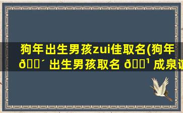 狗年出生男孩zui
佳取名(狗年 🌴 出生男孩取名 🌹 成泉谊打多少分)